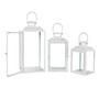 3er Gartenlaternen Laternen Metall Windlicht Wei H24/33/41cm 