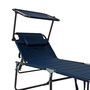 Aluminium Gartenliege Sonnenliege Dunkelblau  Dach Kissen L200xB70cm