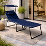 Aluminium Gartenliege Sonnenliege Dunkelblau  Dach Kissen L200xB70cm