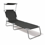 3-Bein Gartenliege Campingliege Schwarz 186x55x24cm  Sonnenschutzdach