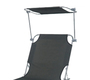 3-Bein Gartenliege Campingliege Schwarz 186x55x24cm  Sonnenschutzdach