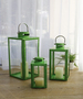 3er Set Windlicht - Laternen Set Stalllaterne Metall Lime 30/40/53cm 