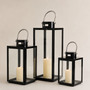 3er Set Windlicht Laternen Set Stalllaterne Metall Schwarz 30/40/53cm 