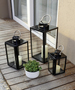3er Set Windlicht Laternen Set Stalllaterne Metall Schwarz 30/40/53cm 
