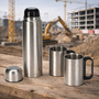 3?tlg. Edelstahl Thermoskanne Isolierkanne 1L + 2 Isolier?Kaffeebecher