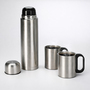 3?tlg. Edelstahl Thermoskanne Isolierkanne 1L + 2 Isolier?Kaffeebecher