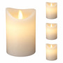 4x LED Stumpenkerze Adventskranz Kerze Echtwachs 7x10cm Wei� Batterie