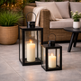 2tlg Metall Laternen Set Schwarz Gartenlaterne Windlicht ca. H30/41cm