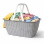 Tragbarer  Einkaufskorb W�schekorb W�schesammler Henkel 35 Liter Grau