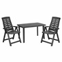3tlg Gartengarnitur Camping Outdoorm�bel 100x70cm Kunststoff Anthrazit