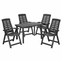 5tlg Gartengarnitur Camping Outdoorm�bel 100x70cm Kunststoff Anthrazit
