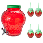 4L Getr�nkespender+Zapfhahn 4x Trinkglas+Deckel+Strohhalm+Zapfhahn 