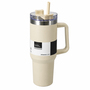 Thermobecher Doppelwandiger Edelstahl Trinkbecher 1200ml und Strohhalm