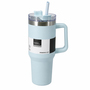 Thermobecher Doppelwandiger Edelstahl Trinkbecher 1200ml und Strohhalm