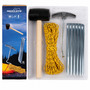 Camping-Set 9-Teile Zeltheringe + Seil + Gummihammer + Heringszieher