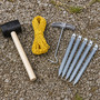 Camping-Set 9-Teile Zeltheringe + Seil + Gummihammer + Heringszieher