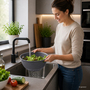 R�hrsch�ssel mit Deckel + Salatseiher Sieb Grau Kunststoff 3,7L