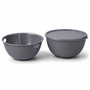 R�hrsch�ssel mit Deckel + Salatseiher Sieb Grau Kunststoff 3,7L