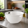 R�hrsch�ssel mit Deckel + Salatseiher Sieb Wei� Kunststoff 3,7L