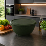 R�hrsch�ssel mit Deckel + Salatseiher Sieb Gr�n Kunststoff 3,7L