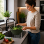 R�hrsch�ssel mit Deckel + Salatseiher Sieb Gr�n Kunststoff 3,7L
