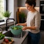 R�hrsch�ssel mit Deckel + Salatseiher Sieb Mint Kunststoff 3,7L