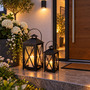 2tlg Metall Laternen Set Schwarz Gartenlaterne Windlicht ca.H30/41cm
