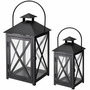 2tlg Metall Laternen Set Schwarz Gartenlaterne Windlicht ca.H30/41cm