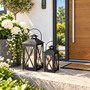 2tlg Metall Laternen Set Schwarz Gartenlaterne Windlicht ca.H30/41cm