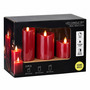 3er LED Kerzen Kerzenset Stumpenkerze Timer Rot flackern H10/12/15cm