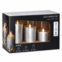 3er LED Kerzen Kerzenset Stumpenkerze Timer Silber flackern H10/12/15cm
