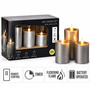3er LED Kerzen Kerzenset Stumpenkerze Timer Silber flackern H10/12/15cm