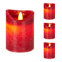 4x LED Stumpenkerze Adventskranz Kerze Echtwachs 7,5x15cm Rot Batterie