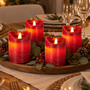 4x LED Stumpenkerze Adventskranz Kerze Echtwachs 7,5x15cm Rot Batterie
