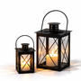 2er Laternenset Stalllaterne Windlicht Grablaterne Metall Glas H16/20cm