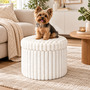Pl�sch Hocker Aufbewahrungsbox Aufbewahrungshocker Sitzhocker 43cm Creme 
