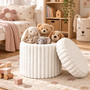 Pl�sch Hocker Aufbewahrungsbox Aufbewahrungshocker Sitzhocker 52cm Creme 