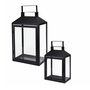 2er Gartenlaternen Laternen Metall Windlicht Schwarz H28/35cm