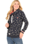 Brakeburn Damen  Elise Hoodie Navy mit Blumen Kapuze und K�ngurutaschen Gr.38, Gr.40, Gr.42, Gr.44, Gr.46, Gr.48