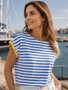 Saint James Da. Perigny T-Shirt Baumwolle maritime Streifen Ringelshirt mit Zierkn�pfen