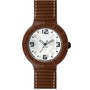 Hip Hop Uhr Silikonuhr leather large HWU0206 marrone dorato 