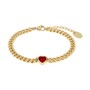 s.Oliver Jewel Damen Armband Armkette Edelstahl Gold Herz Zirkonia rot 2040609
