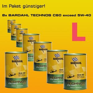 Paket L: BARDAHL TECHNOS C60 Motor Oil 5W-40 exceed  - 8x1 Liter-Dose