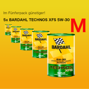 F�nferpaket: BARDAHL TECHNOS C60 XFS Motor Oil 5W-30 (VW 504.00 - 507.00) - 5x1 Liter Dose