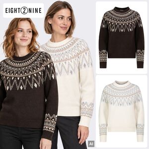 Strickpullover mit Rundhalsausschnitt und Norwegermuster