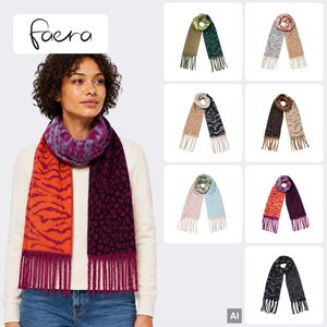Schal Animalmuster Leo Zebra Kontrastdesign Lange Fransen 