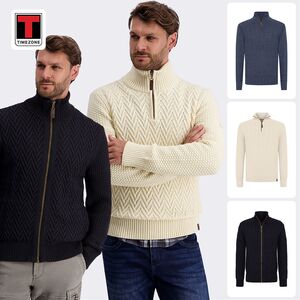Klassischer Strickpullover Stehkragen Rei�verschluss