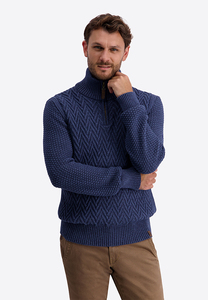 Klassischer Strickpullover Stehkragen Rei�verschluss