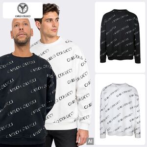 Bequemes Sweatshirt Alloverlogoprint Rippb�ndchen Rundhals