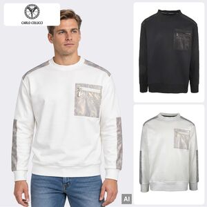 Sweatshirt Rundhals Brusttasche Regular Fit Lange �rmel